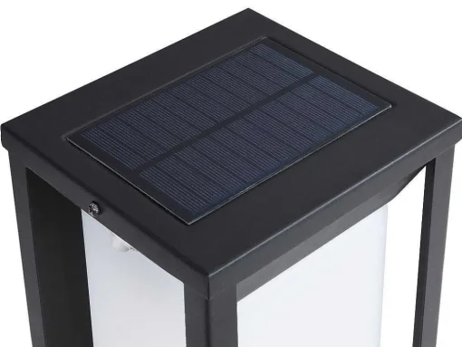 Aplique De Exterior Com Painel Solar E Leds C15 X A30 Cm Metal Preto - Fozzano