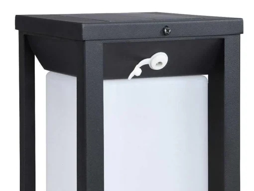 Aplique De Exterior Com Painel Solar E Leds C15 X A30 Cm Metal Preto - Fozzano