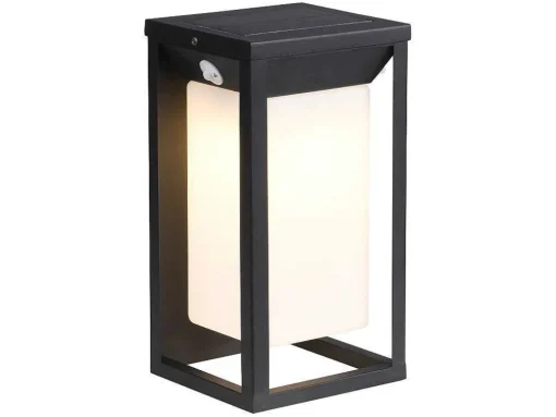Aplique De Exterior Com Painel Solar E Leds C15 X A30 Cm Metal Preto - Fozzano