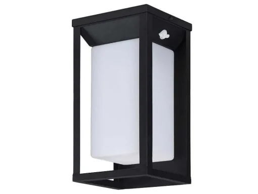 Aplique De Exterior Com Painel Solar E Leds C15 X A30 Cm Metal Preto - Fozzano