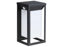 Aplique De Exterior Com Painel Solar E Leds C15 X A30 Cm Metal Preto - Fozzano