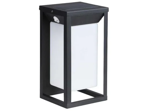 Aplique De Exterior Com Painel Solar E Leds C15 X A30 Cm Metal Preto - Fozzano