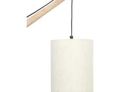 Aplique De Parede Escandinavo Madeira De Mangueira E Tecido D. 21 X A. 36 Cm Natural Claro E Bege - Paliana
