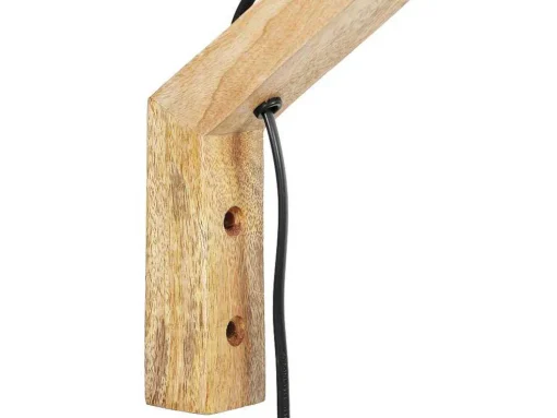 Aplique De Parede Escandinavo Madeira De Mangueira E Tecido D. 21 X A. 36 Cm Natural Claro E Bege - Paliana