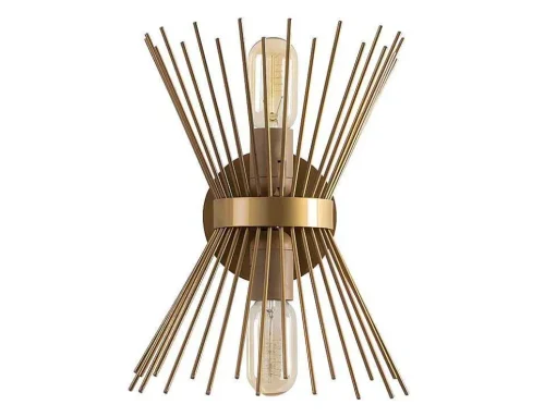 Aplique De Parede Filiforme Em Metal De A. 33 Cm Cor Dourado - Kirpi