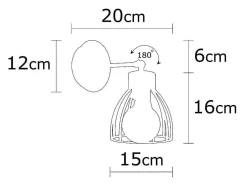 Aplique De Parede Filiforme Em Metal De D. 15 Cm X A. 24 Cm Cor Preto - Kemah