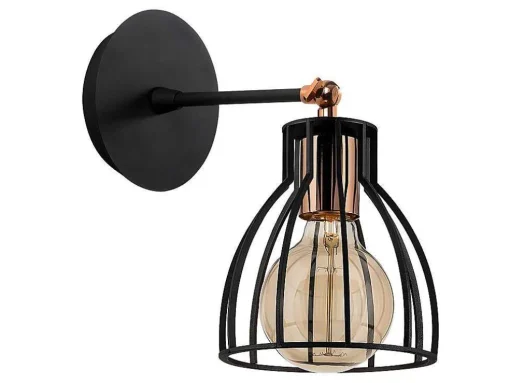 Aplique De Parede Filiforme Em Metal De D. 15 Cm X A. 24 Cm Cor Preto - Kemah