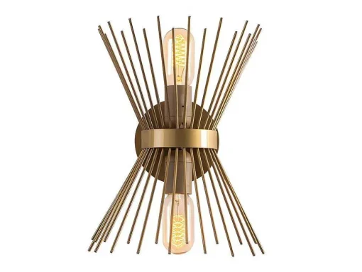Aplique De Parede Filiforme Em Metal De A. 33 Cm Cor Dourado - Kirpi