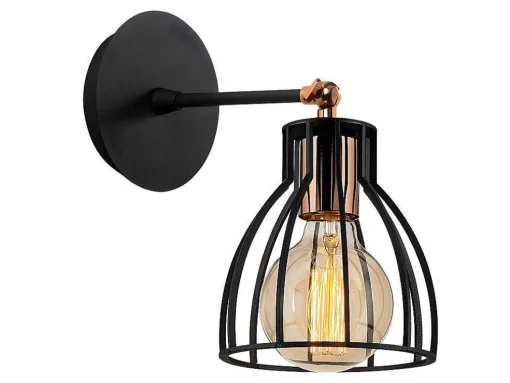 Aplique De Parede Filiforme Em Metal De D. 15 Cm X A. 24 Cm Cor Preto - Kemah