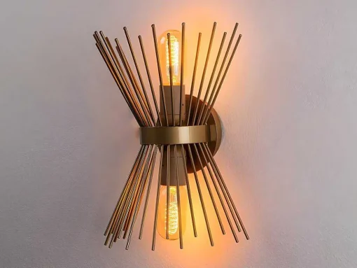 Aplique De Parede Filiforme Em Metal De A. 33 Cm Cor Dourado - Kirpi