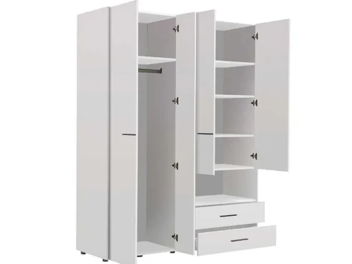 Armário Com 3 Portas, 2 Gavetas E Espelho C. 161 Cm Branco - Thelma