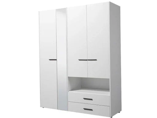 Armário Com 3 Portas, 2 Gavetas E Espelho C. 161 Cm Branco - Thelma