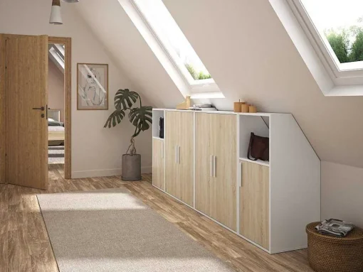 Armário Com Inclinacao 2 Portas Branco E Natural - Adezio