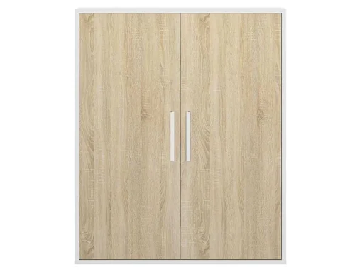 Armário Com Inclinacao 2 Portas Branco E Natural - Adezio
