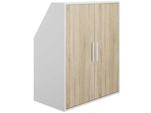 Armário Com Inclinacao 2 Portas Branco E Natural - Adezio