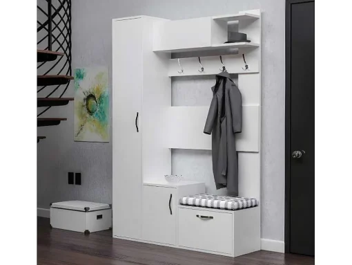Armário De Entrada Seina, Branco, 125X35X184 Cm, Epikasa