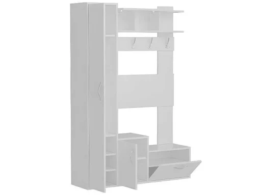 Armário De Entrada Seina, Branco, 125X35X184 Cm, Epikasa