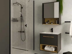 Armário De Parede De Casa De Banho Cor Antracite De 60 Cm - Yangra