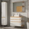 Armário De Parede De Casa De Banho Com Espelhos Cor Natural Clara E Branca 94 Cm - Anida