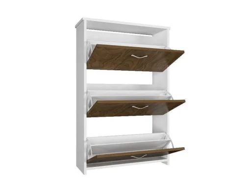 Armário De Sapatos Tea, Nogueira, Branco, 72X25,5X112 Cm, Epikasa