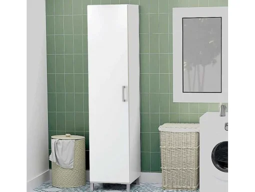 Armário Domestico 1 Porta 187X42X41 Pernas Branco