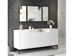Armário Multiusos Annalisa, Branco, Preto, 160X42X75 Cm, Epikasa