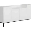 Armário Multiusos Ellaria, Branco, Preto, 160X42X75 Cm, Epikasa