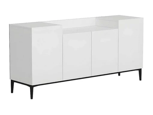 Armário Multiusos Ellaria, Branco, Preto, 160X42X75 Cm, Epikasa