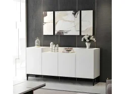 Armário Multiusos Ellaria, Branco, Preto, 160X42X75 Cm, Epikasa