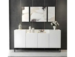 Armário Multiusos Ellaria, Branco, Preto, 160X42X75 Cm, Epikasa