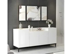 Armário Multiusos Ellaria, Branco, Preto, 160X42X75 Cm, Epikasa