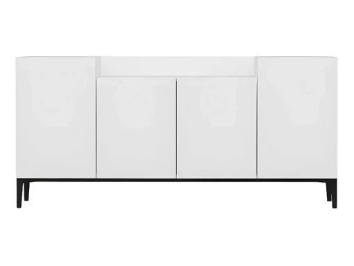 Armário Multiusos Ellaria, Branco, Preto, 160X42X75 Cm, Epikasa