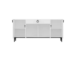 Armário Multiusos Gloria, Branco, Preto, 160X42X75 Cm, Epikasa