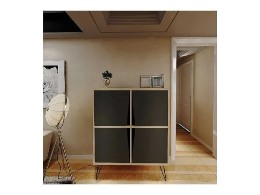 Armário Multiusos Momentum, Carvalho, Antracite, 90X30X110 Cm, Epikasa