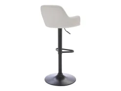 Banco Alto Tecido E Metal Preto, Altura Ajustavel, Cor Creme - Eleana