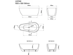 Banheira Clássica Assimetrica De 240 L Dimensoes 160 X 80 X 59 Cm Cor Branco Em Acrilico - Lepine