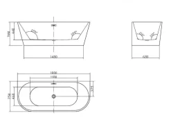 Banheira Clássica De 200 L Dimensoes 150X75X58 Cm Cor Branca - Divina