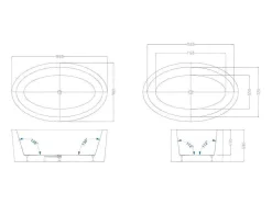Banheira Clássica Oval 251 L, 185X90X58 Cm, Acrilico Branco - Marmati