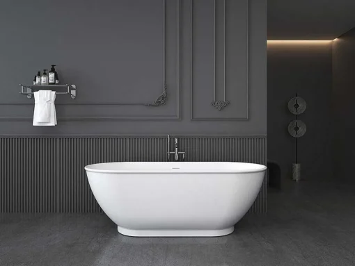 Banheira Clássica Oval De 240 L Dimensoes 170 X 75 X 60 Cm Cor Branco Em Acrilico - Mobula