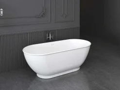 Banheira Clássica Oval De 240 L Dimensoes 170 X 75 X 60 Cm Cor Branco Em Acrilico - Mobula