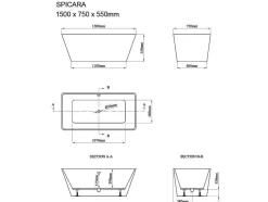 Banheira Clássica Retangular De 208 L Dimensoes 150 X 70 X 55 Cm Cor Branco Em Acrilico - Spicara