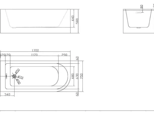 Banheira De Canto Anika - 240 L - 170*75*58 Cm - Canto Direito