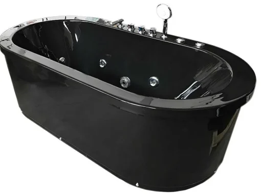 Banheira De Hidromassagem Exenta Preta 185 X 95 Cm 10 Jatos - Berry