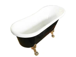 Banheira De Ilha Vintage Preta 170 X 80 Cm Com Pés Dourados - Marigold Noir