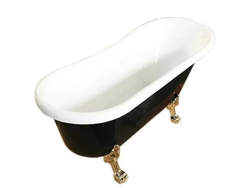 Banheira De Ilha Vintage Preta 170 X 80 Cm Com Pés Dourados - Marigold Noir