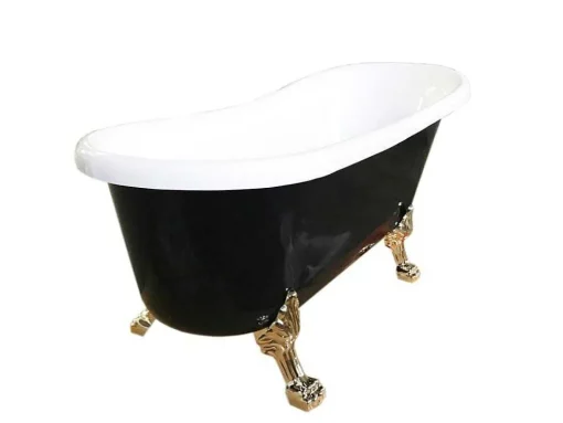 Banheira De Ilha Vintage Preta 170 X 80 Cm Com Pés Dourados - Marigold Noir