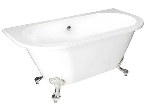 Banheira Semi-Clássica Retro Com Pés De 154 L Dimensoes 150 X 74 X 61 Cm Cor Branco Em Acrilico - Sparus