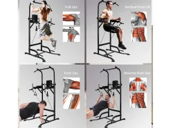 Barra Multifuncoes Power Tower Dip Station Pull Up Bar Com Altura Ajustavel