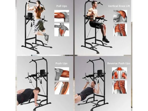 Barra Multifuncoes Power Tower Dip Station Pull Up Bar Com Altura Ajustavel