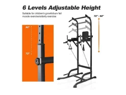 Barra Multifuncoes Power Tower Dip Station Pull Up Bar Com Altura Ajustavel